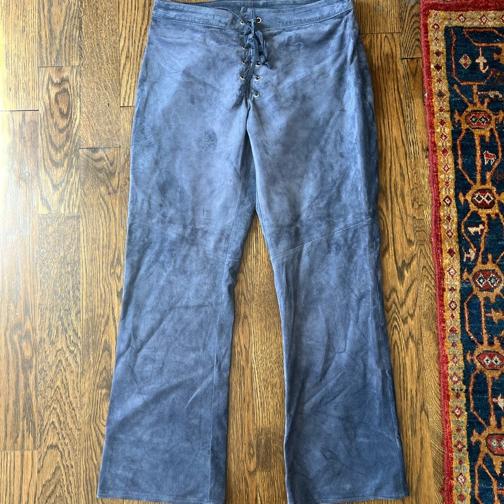 Suede lace up pants